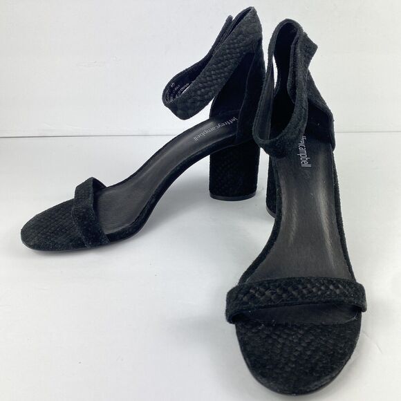 Jeffrey Campbell Block Heels Black Embossed Strap sz 10 party wedding Formal - Picture 2 of 10